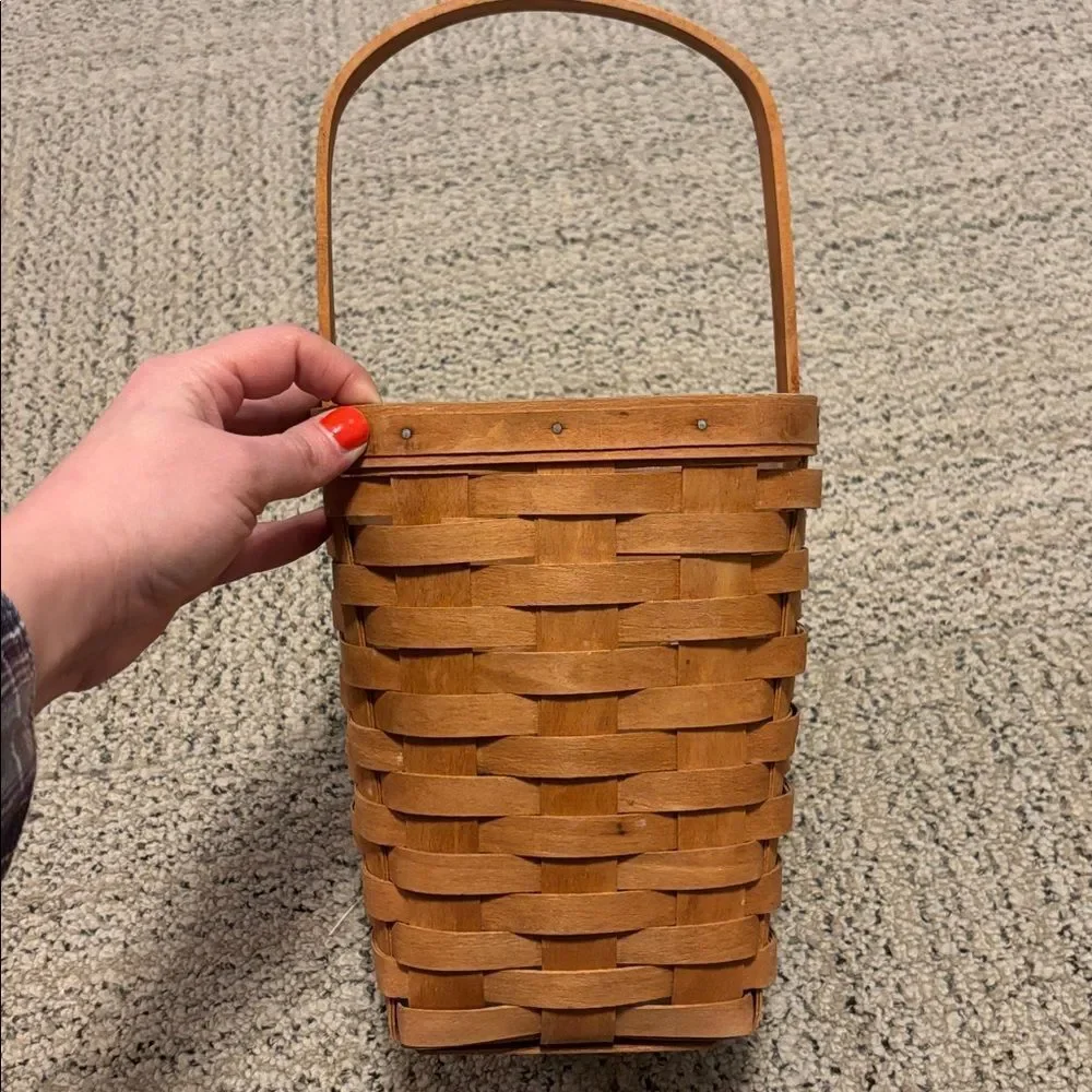 🎀Vintage🎀Longaberger 1991 Tall Brown Woven Basket with Handle